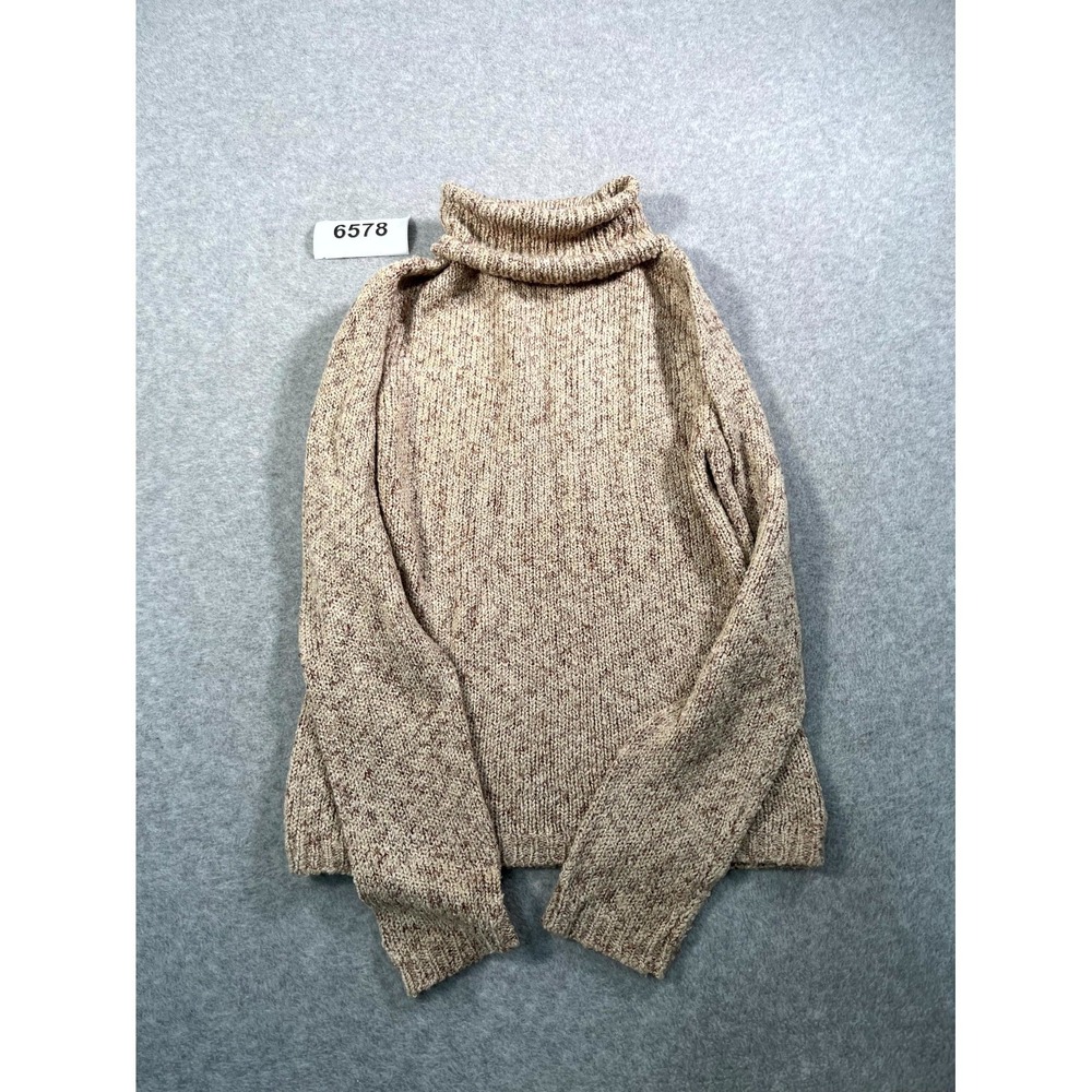 BUM Equipment Sweater Womens Large Beige Acrylic Tight‎ Knit Turtleneck Soft